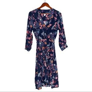 Gap Polka Dot Floral Navy button up boho dress size 8